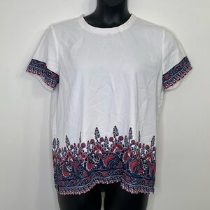 Ann Taylor LOFT Boho-Inspired White Tee Size L